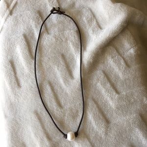 Leather and pearl necklace